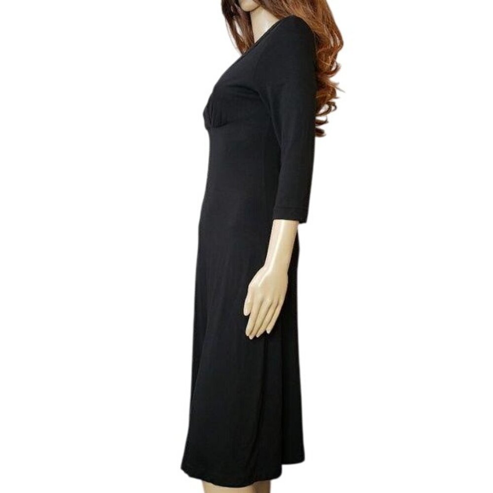 Banana Republic Black Stretch Dress faux wrap deep V neck XS little black dress - Picture 5 of 8